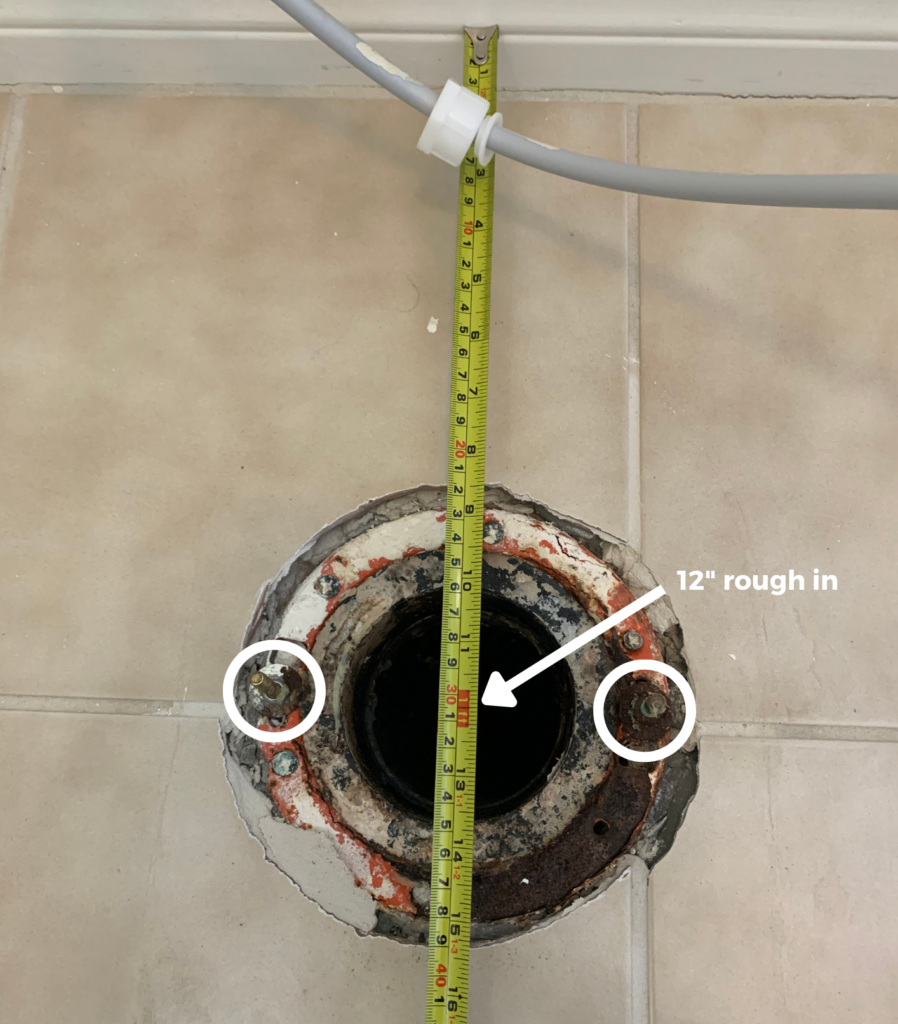 how to install a toilet - check rough in dimensions