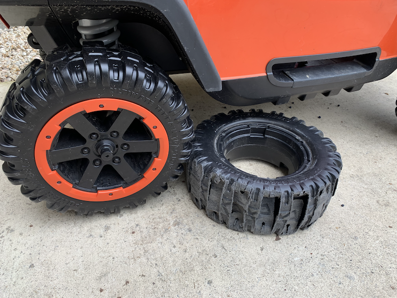 Power Wheels tire replacement - old vs new